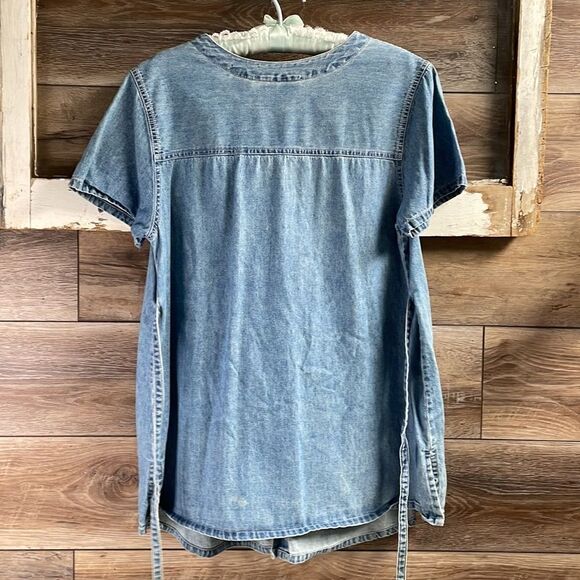 Oh! Mamma Maternity Button Up Toe Back Blue Jean Top Blouse, Small, Vintage - Picture 6 of 6